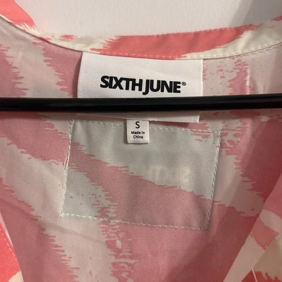 Pink Zebra-Print Button-Front Women’s Top - Picture 3 of 4